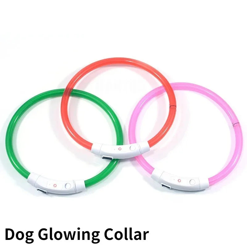 Rechargeable Fiber Optic Dog Collar Luminous Night Glow Pet Accessory Detachable Safety Collar for Enhanced Nighttime Visibi
