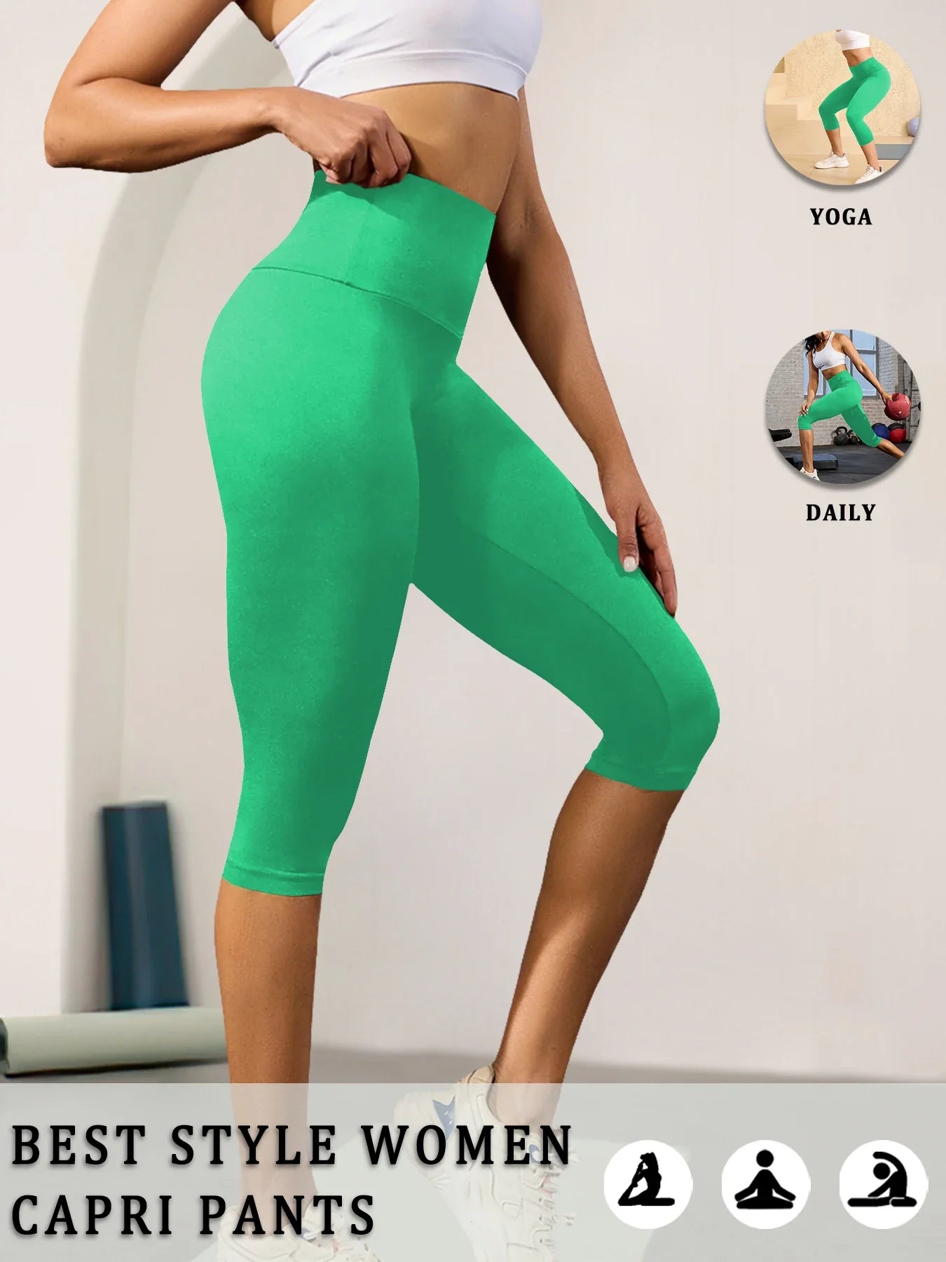 High Waisted Capri Yoga Pants - Tummy Control