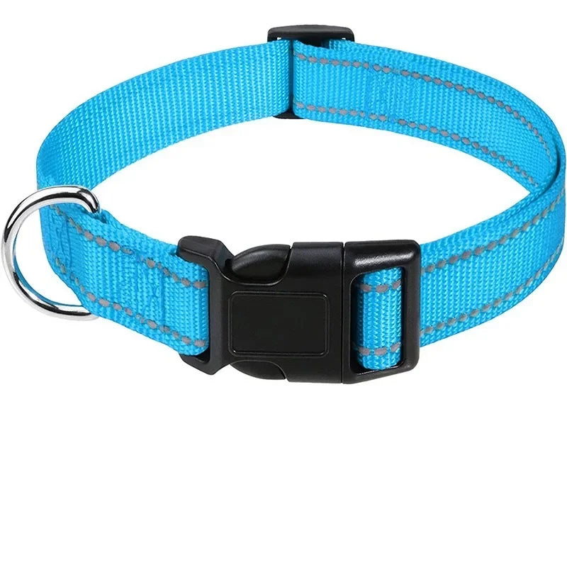 1PC Reflective Dog Collar with Buckle Adjustable Safety Nylon Collars for Small Medium Large Dogs