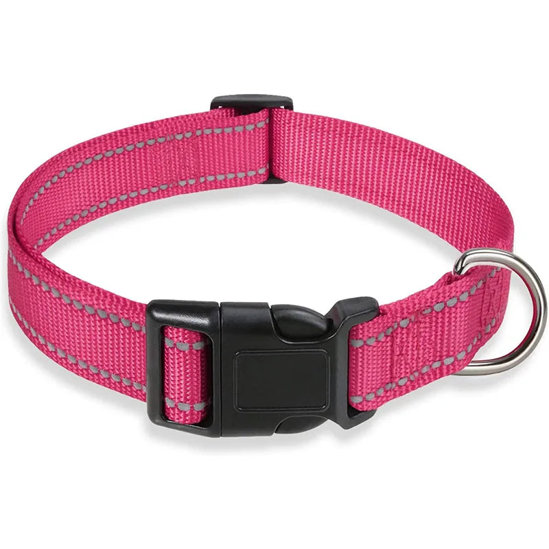 1PC Reflective Dog Collar with Buckle Adjustable Safety Nylon Collars for Small Medium Large Dogs