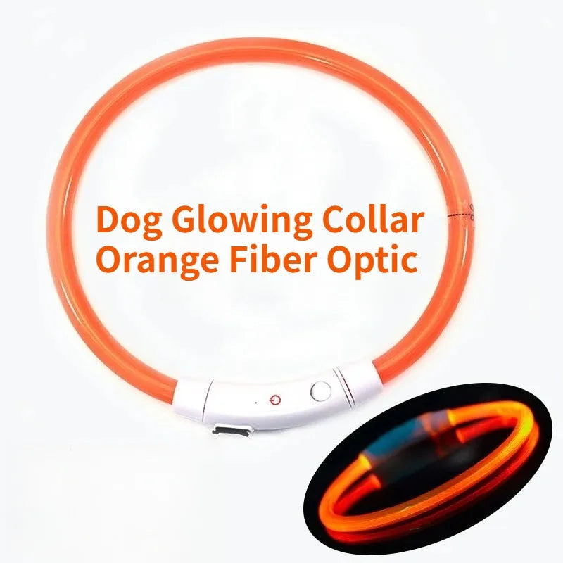 Rechargeable Fiber Optic Dog Collar Luminous Night Glow Pet Accessory Detachable Safety Collar for Enhanced Nighttime Visibi