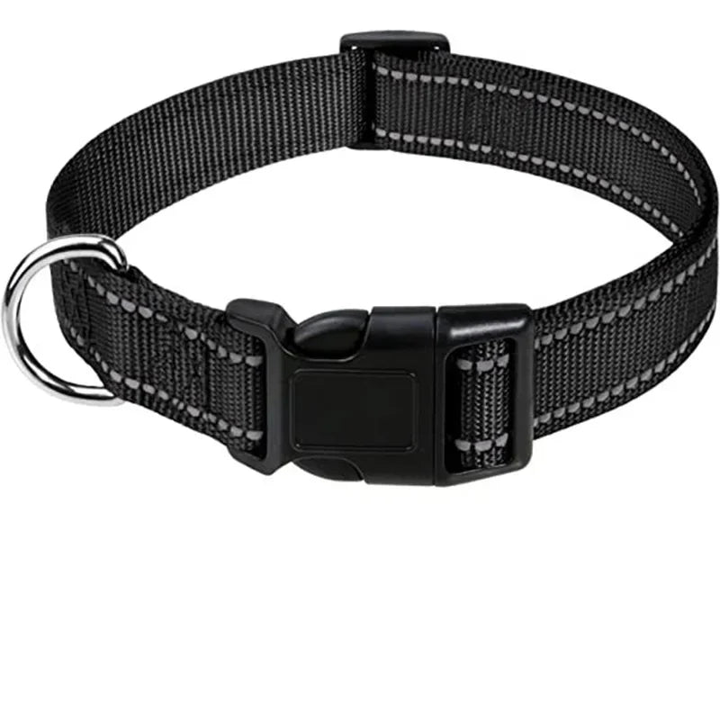 1PC Reflective Dog Collar with Buckle Adjustable Safety Nylon Collars for Small Medium Large Dogs