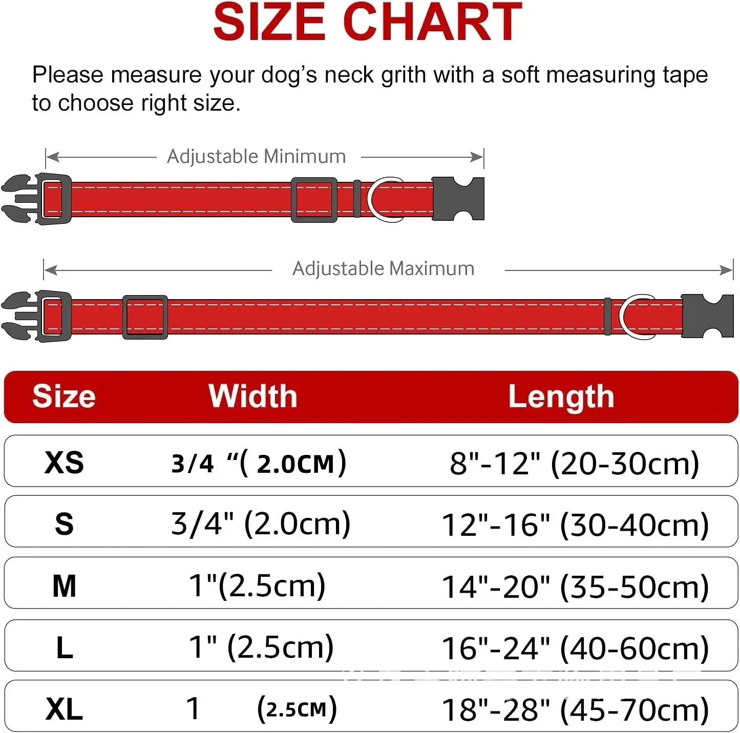 1PC Reflective Dog Collar with Buckle Adjustable Safety Nylon Collars for Small Medium Large Dogs