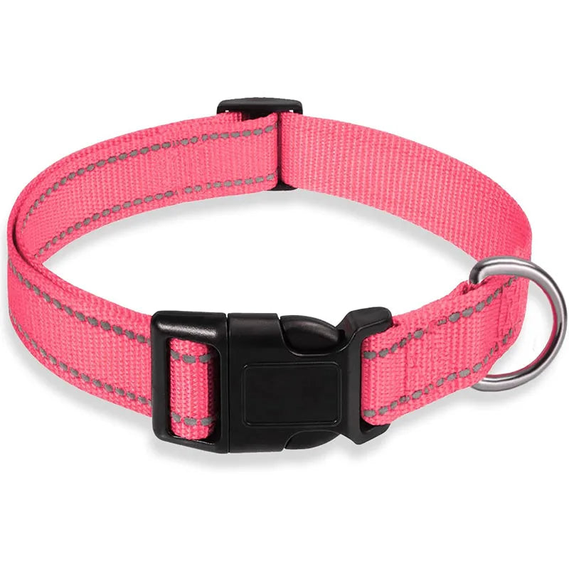 1PC Reflective Dog Collar with Buckle Adjustable Safety Nylon Collars for Small Medium Large Dogs