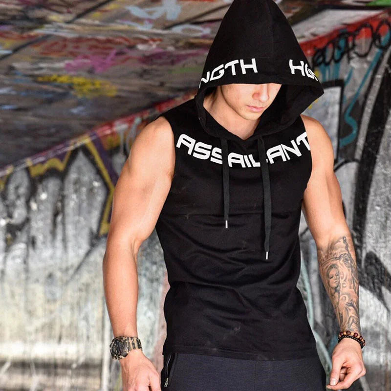 Sleeveless Hooded Tank Top