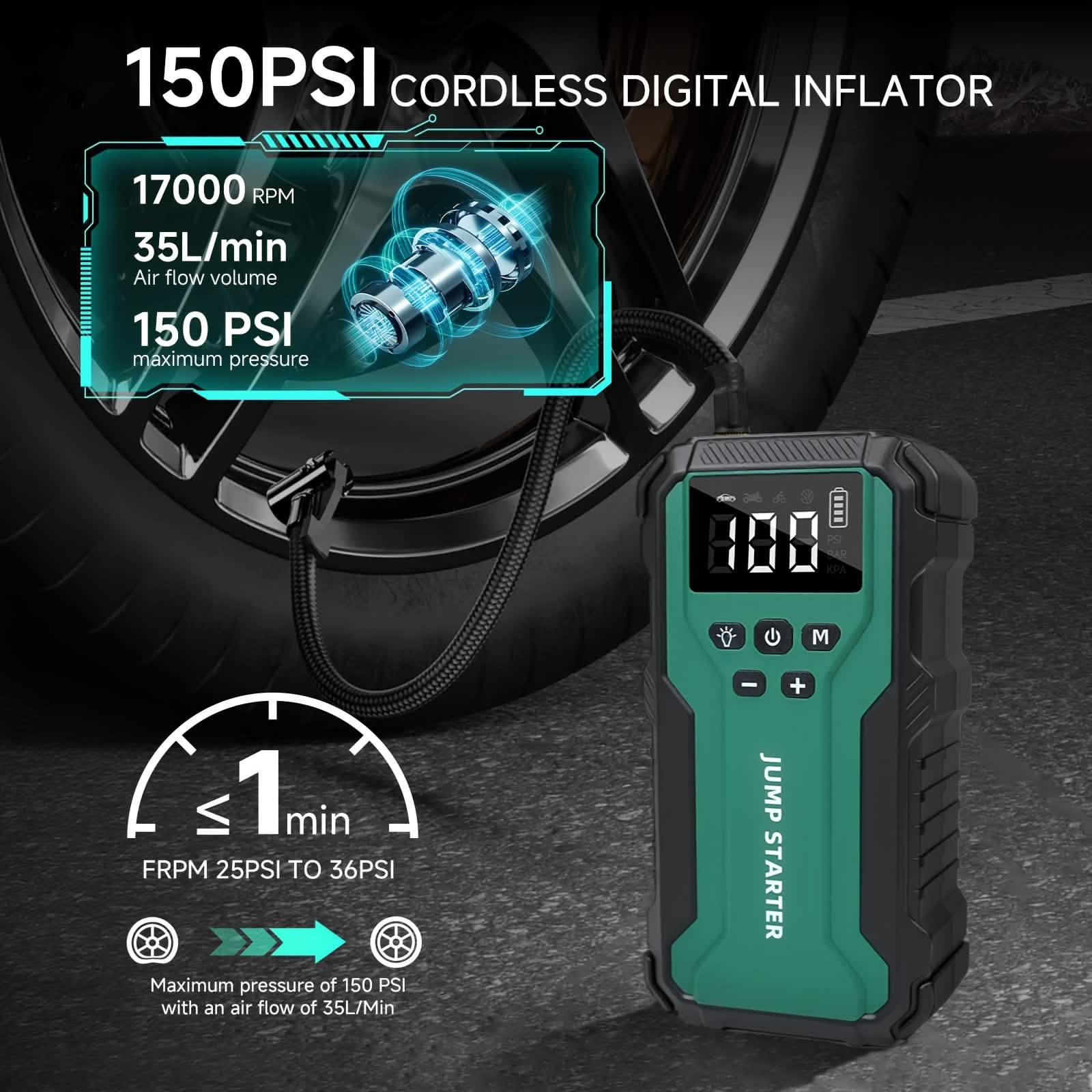 7-in-1 Emergency Car Power Supply Starter & Air Pump
