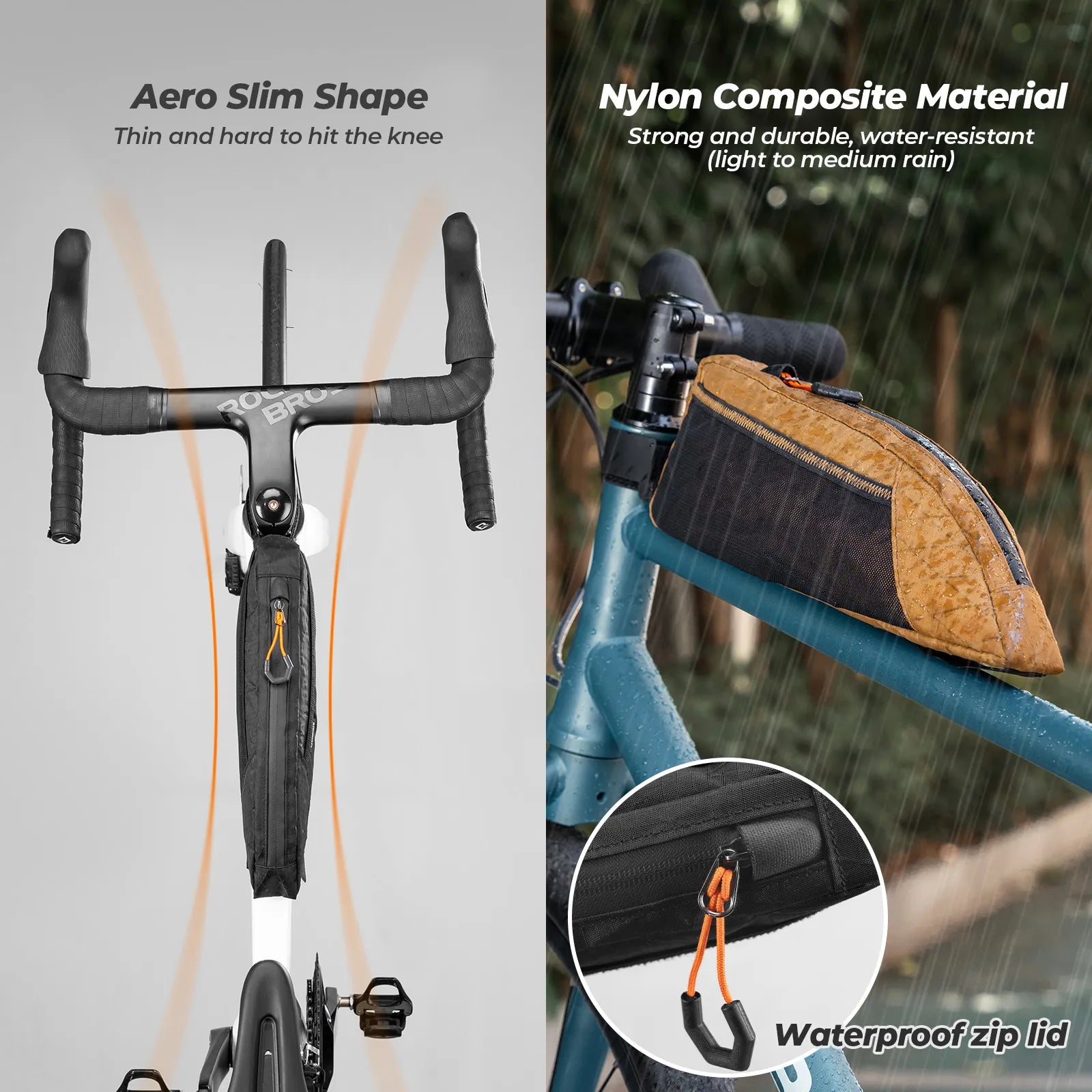 Water-repellent Top Tube Bag for Bikepacking 1L