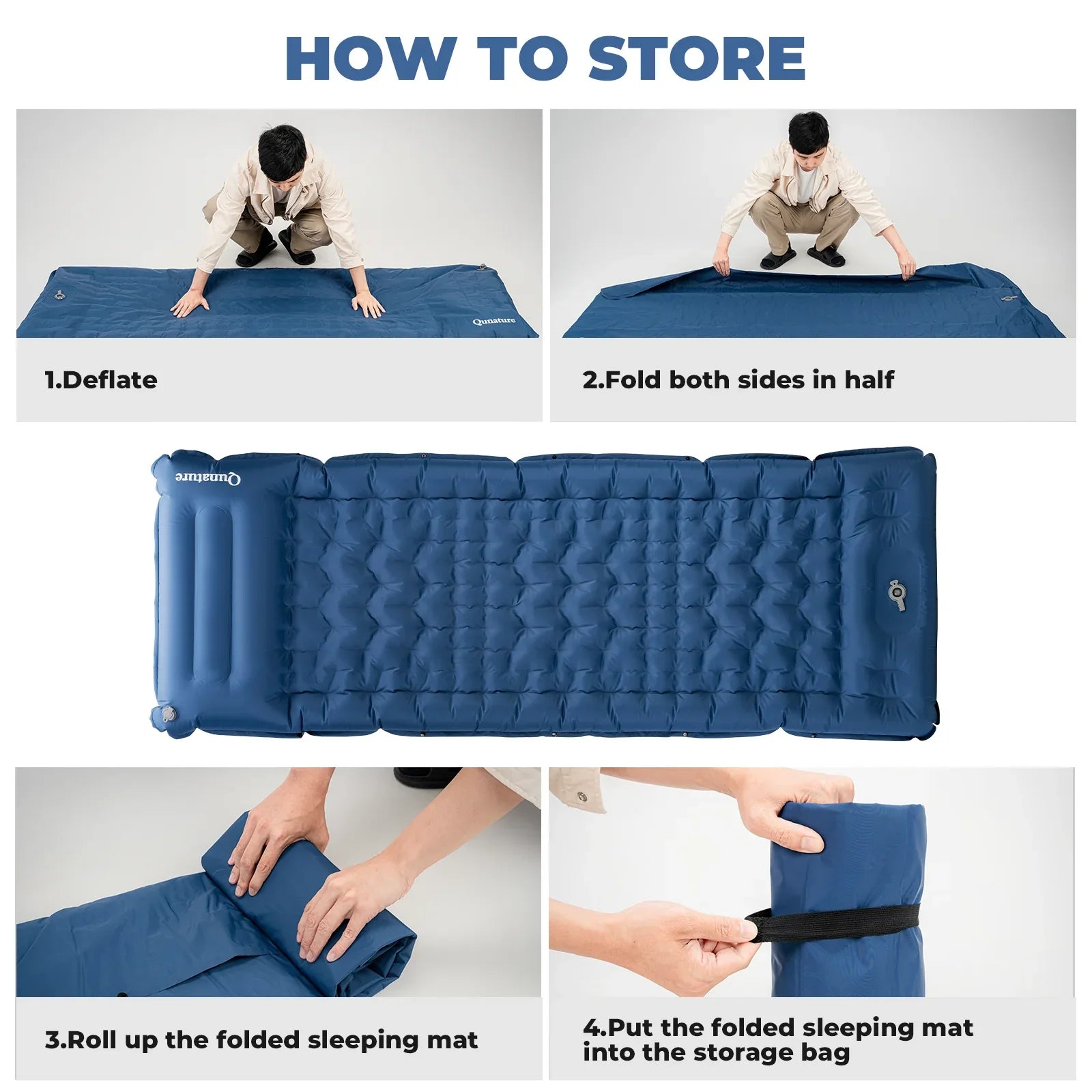 Ultra-Light Inflatable Sleeping Pad with Built-in Pillow for Outdoor Camping